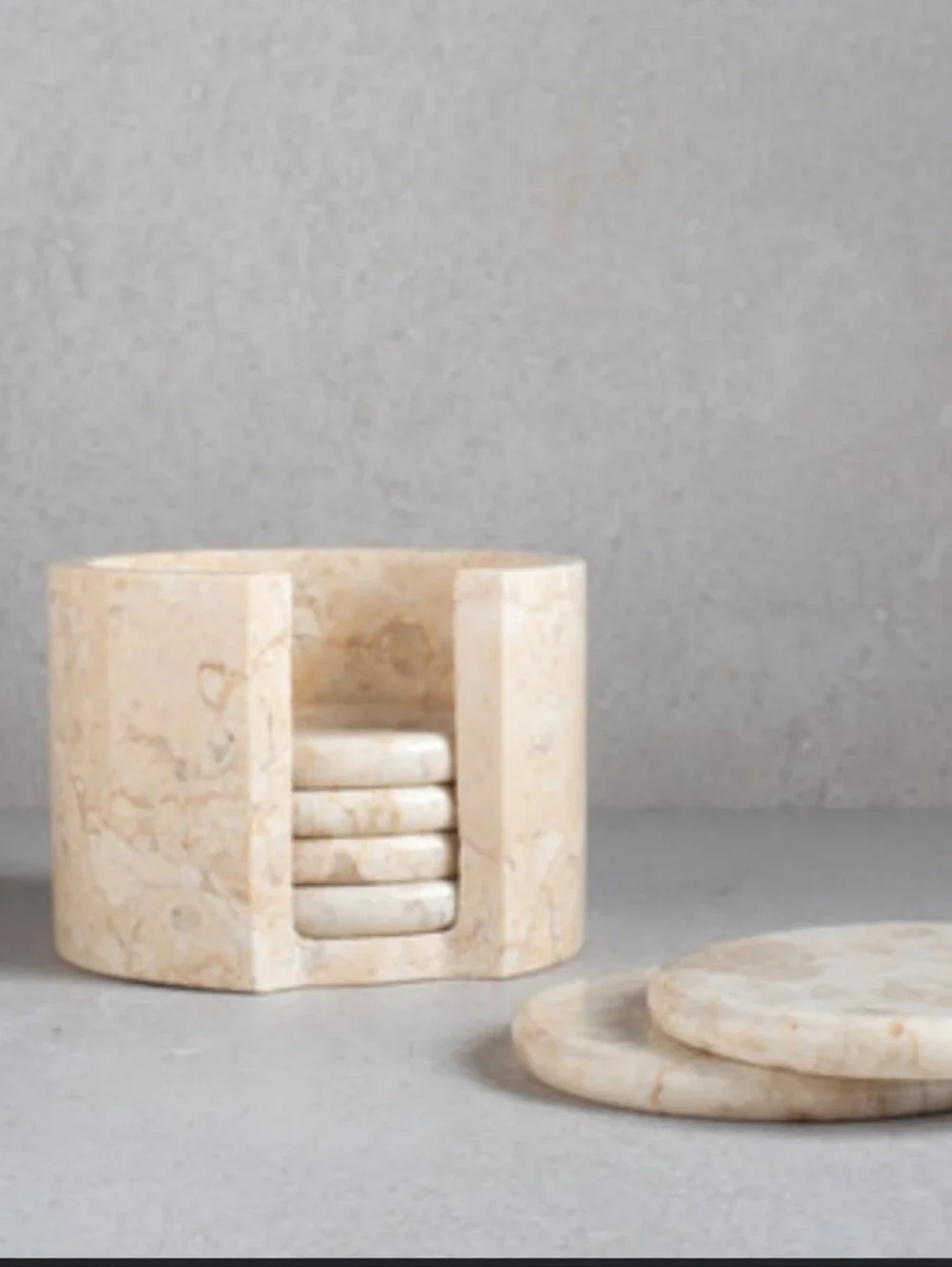 Marble Coasters Set Of 6 With Matching Round Caddy